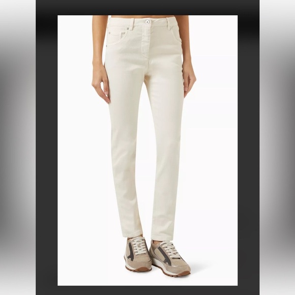 Brunello Cucinelli Cream Straight Leg Jeans - Picture 1 of 11